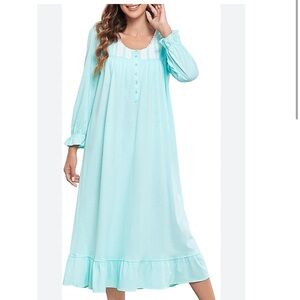 MZROCR Light Blue Long Sleeve Nightgown